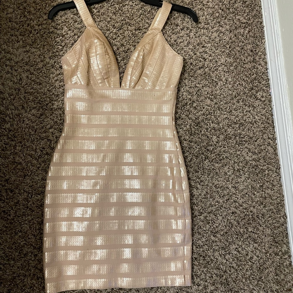 Bebe sparkly mini dress for a night out on the town with the girls